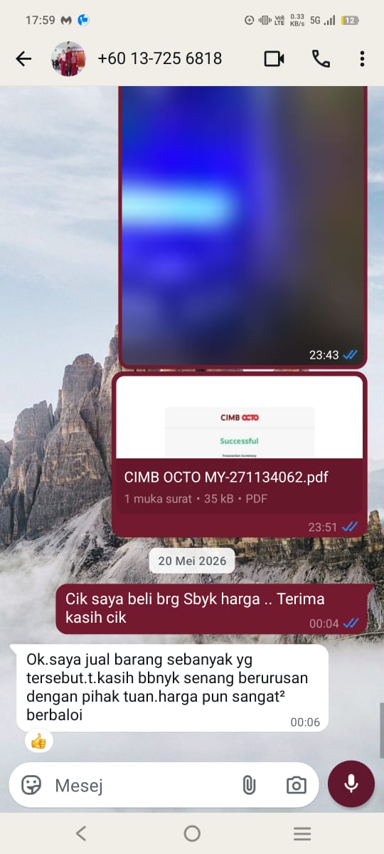 Bukti bayaran & mesej pelanggan #4
