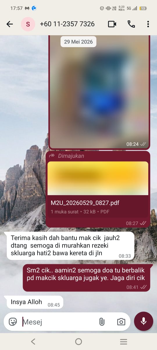 Bukti bayaran & mesej pelanggan #2