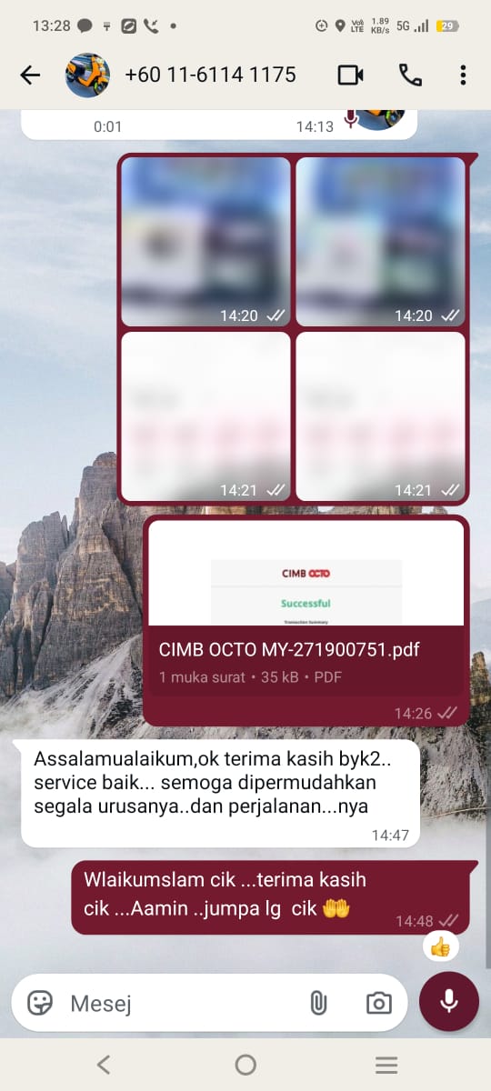 Bukti bayaran & mesej pelanggan #9