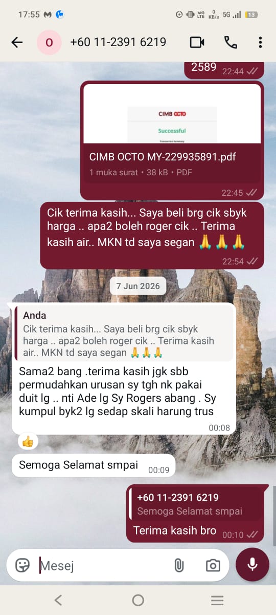 Bukti bayaran & mesej pelanggan #7