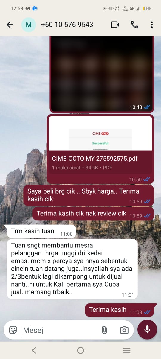 Bukti bayaran & mesej pelanggan #6